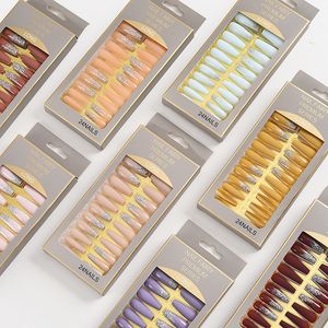 24 st/set franska naglar gradientpress på naglar konst bärbar diy matt frostad full täckspik med flera färger grossist