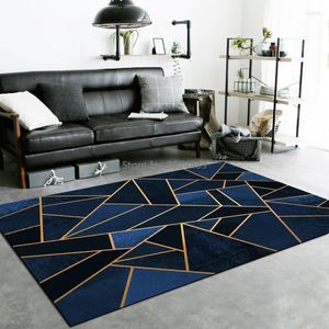 Ковры роскошные темно синий черный ковер золотой линия геометрический гостиная диван коврики коврики для хрустали