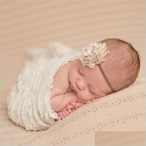 Blankets Baby Newborn Blanket Lace Leggings Infant Elastic Bedding Sleepsacks Wrap Swaddle Scarf Soft Comforrt Towel Po Props 10Xd I Dhnhy