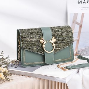 Designer Shoulder Bag Cross Body Chain Clutch Flap Totes Bags Wallet Check Velour Thread Purse Double Birds Solid Hasp Waist Square Stripe Women leather messenger