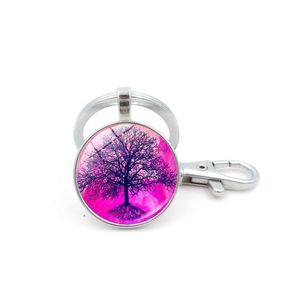 Key Rings Plant Tree of Life Glass Cabochon Key Ring Time Gem Quickd Keychain Hanging Fashion Jewelry Drop Delivery DHCSV