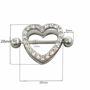 Heart Gem Dangle Chain Ring Body Nipple Shield Rings Jewelry Helix Piercing Barbell