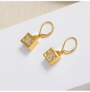 New fashion Diamond CELI Triomphe square pendant stud earring designer Wedding Engagement Jewelry Christmas gift