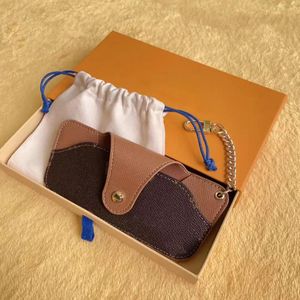 Fashion Designer Sunglasses Bag brand unisex Men Women Leather Key Ring Bule Pink Brown Sunglasses Cases