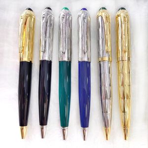 Penna a sfera classica di lusso Roadster Fusto laccato verde/blu Clip argento/oro Scrittura liscia