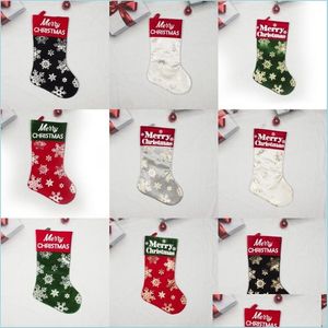 Kerstdecoraties Home Decor Christmas Socks Gift Bag Golden Sier Snowflake Patroon Decoratie Leveringen Nieuwheid Geschenken 10 9FY D3 DHLS9