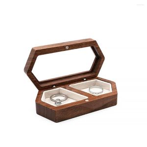 Ювелирные мешочки черные ореховые деревянные коробки обручальные кольца церемония предложение алмазное кольцо серьги путешествий.