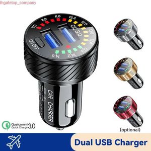 Car Dual USB Car Charger Fast Charging QC 3.0 with Voltmeter Display Power Adapter Cigarette Lighter Socket for Mobile Phone