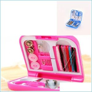 Fabric And Sewing Trumpet Needlework Box Portable Mending Case Sewing Kits Material Travel Apparel Jeans Fabric Home Tools Mini Scis Dh07E