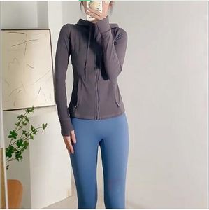 ll-Ambika 후드 피트니스 피트웨어 여성 운동복 요가 복장 외부 재킷 야외 의류 캐주얼 성인 열차 운동 긴 소매 탑