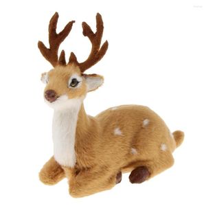 Decorazioni natalizie Simulazione Sdraiato Sika Cervo artificiale Renna Giardino fatato Miniature Prop Modello animale Figurine Vetrina Vetrina