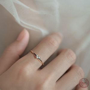 925 Серебряное кольцо стерлингового кольца японское хрустальное сердце Женщины Сладкая романтическая помолвка 14 тыс. Золото.
