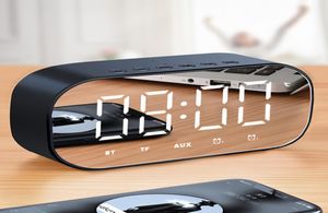 Bluetooth -högtalare med FM Radio LED Mirror Alarm Clock Subwoofer Music Player Snooze Desktop Clock Wireless LJ2012047516528