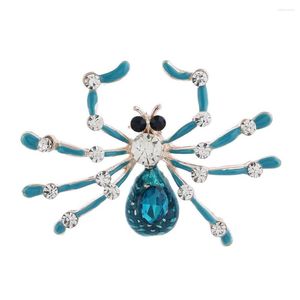 Broches azul aranha pino de broche inseto terno de lapela cristal strass jóias roupas de metal lenço de fivela de homens homens hat hat acessórios