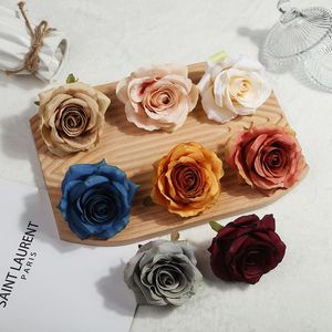 Decorative Flowers 5pcs Fake Flower Simulation Rose Wedding Confession Scene Wall With Head Wholesale 8 Colors