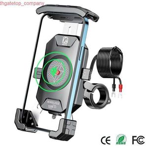 Car Motorcycle Phone Holder 15W Wireless Charger QC3.0 USB Charging Mount Stand Handlebar Smartphone Bracket Bike Cellphone Support