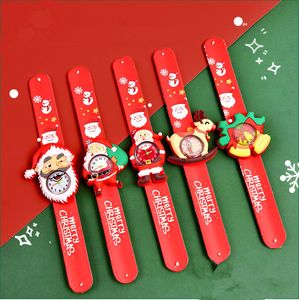 Christmas Styles Cartoon Children Watch Baby Learn Time Toy Kids Slap Watches Boys Girls Santa Claus Snowman Christmas Gift for Kid on Sale