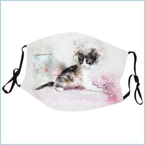 Maschere di design Maschera di design Traspirante Moda Cotone Antipolvere Personalità Cat Wolf Pattern Stampa Adt Christmas Face 58 P2 Drop Dhyul