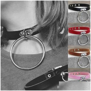 Chokers Metal O Ring Choker Collar Necklace Pu Leather Necklaces Neck Lace For Women Girls Fashion Maxi Jewelry Drop Delivery Pendant Dhy4Q