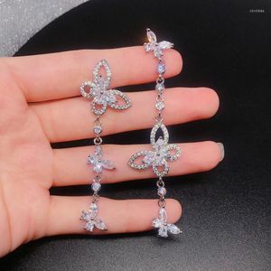 Dangle Earrings Elegant Temperament Irregular Long Drop Inlay Small Zircon Exquisite Butterfly Jewelry For Women Wedding Birthday Gifts