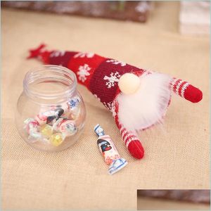Christmas Decorations Christmas Decorations Knitted Hat Faceless Doll Plastic Candy Can Gnomes Gift Box Festive Party Supplies 5 5Mg Dh7Qb