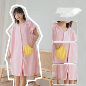 Toalha Toalha vestível Microfiber Bathrobe Chuveiro Feminino Banho macio para adultos em casa e sauna toalhas banheiro zf00b6