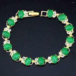Bangle Women Fashion Bracelet Oval Heart Green Jades Chalcecedony Crystal Jewelry for Wedding Party Feminino Bulkets Bangles por atacado