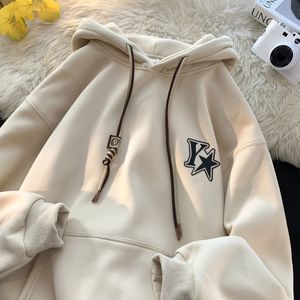 Fleece Women Y2K Vintage Hoodies Loose Thicken Winter Warm Harajuku Unisex Pullovers Fashion Female Sweatshirts