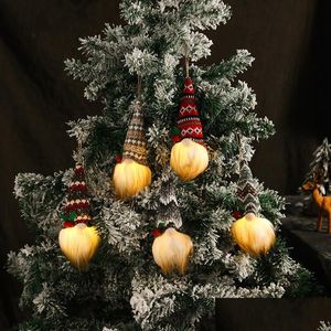 Вечеринка привела к рождественским гномам куклы для деревьев, вязаная шляпа, светящаяся безработная плюшевая фаршированная фаршированная игрушечная эльф подарки дети фестиваль Dhmf5