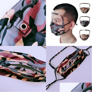 Maschere di design Visiera respiratoria a due lati Camouflage Nessuna maschera filtrante Bocca protettiva Mascarilla Earloop Durevole Adt Ant Dhgarden Dh8Eh