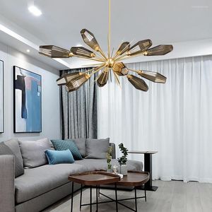 Lustres lustres nórdicos lustres para lâmpada de lâmpada de sala de estar pendurada luminárias em casa LED G4 Golden