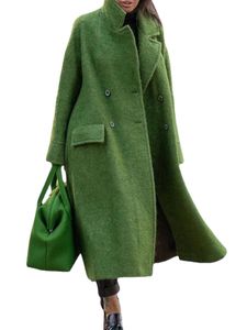 elegant autumn street lady long wool cardigan coats fashion floral print pocket long-sleeve jacket 2022 winter women blend wools coat