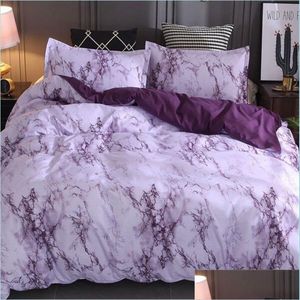 Bedding Sets Marble Pattern Bedding Sets Duvet Er Set 3Pcs Bed Twin Double Queen Quilt Ers Beds Linen No Sheet Filling 216 J2 Drop D Dhrqv