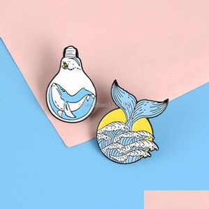 Pins Brooches Blue Sea Tail Whale In Bb Brooch Pins Enamel Animal Lapel Pin Brooches For Women Men Top Dress Co Fashion Jewelry Dro Dho4R