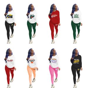 Designer Herbst Trainingsanzüge Frauen Zweiteilige Hosen Jogger Set Hause Kleidung Casual Langarm Buchstaben Muster Gedruckt T-shirt Leggings