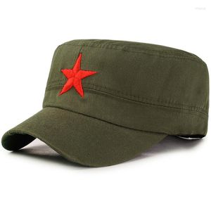 Berets proste klasyczne czapkę wojskową mężczyzn Red Star Army Party Truck Driver Flat Top Cool Hat Baseball Caps dla kobiet