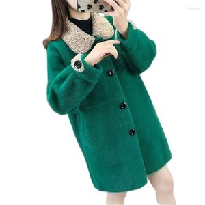 Women's Fur Particle Collar Waterproof Mink Women Thickened Autumn/Winter 2022 Korean Style Slim-Fit Mid-Length Cardigan Jacket M346