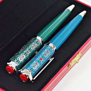 Luxus CT Classic Octagon Ballpoint Pen Green und Blue Silber Golden Clip mit Seriennummer Schreiben glatt zufälliger Farbstein