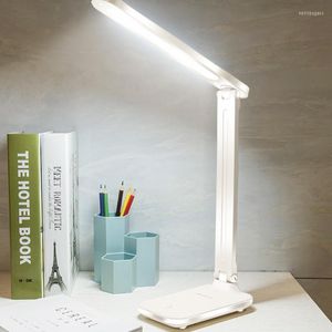 Tischlampen LED-Augenschutzlampe Smart Touch-Schalter Student-Lesung 3-Farben-kreative Familie Schlafzimmer Schreibtisch Klapphalterung