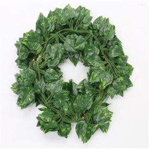 Flores decorativas Plantas artificiais de 200 cm de videira de folhas verdes de folhas verdes para decora de casamento em casa Garland de penduramento DIY pendurado