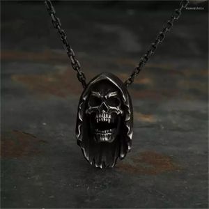 Pendant Necklaces Vintage Men's Stainless Steel Skull Necklace Gothic Punk Locomotive Rider Jewelry