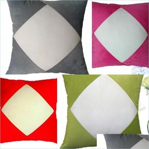 Cushion/Decorative Pillow Sublimation Blanks Pillow Cases Colorf 40X40 Cm Comfortable Home Textiles Cushion Ers Short Plush Splicing Dh4Wr