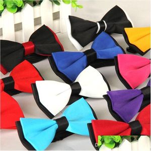 Bow Ties Mens Tie Wear Business Casual Marriage Monochrome Double Fashion Bow Men Drop Delivery Accessories Ties DHKFX