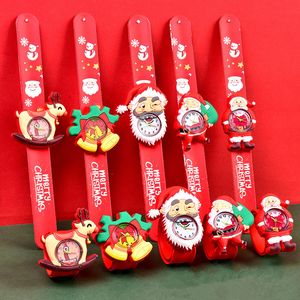 Wholesale Lovely Baby Cartoon 3D Christmas Series Watches Boys Girls Kids Students Birthday Party Gift Study Time Toy Slap Xmas Elk Snowman Santa Claus Watches