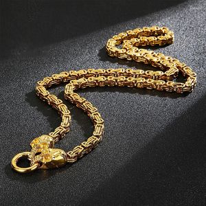 Correntes Crownphx Skull Charm Box Link Chain Men colar Gótico Aço inoxidável punk jóias masculinas de moda longa