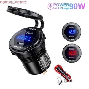 Car 90W Dual USB Charger Socket Power Outlet Adapter 12V 24V Waterproof Dual USB Ports Fast Charge for Car Boat SUV Sedan RV