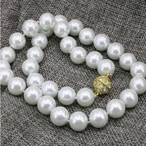 Wholesale white shell pearl 12mm jewelry necklace women charms 18inch
