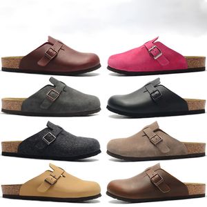 Novo designer Boston verão chinelos planos de cortiça Designs de moda chinelos de couro Sandálias de praia favoritas Sapatos casuais tamancos para mulheres Mens Arizona Mayari