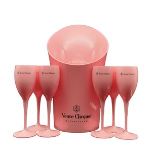Pink orange Plastic Acrylic Champagne Ice Bucket pc Wine Flute and Glass Buckets Glass cooler Set2226