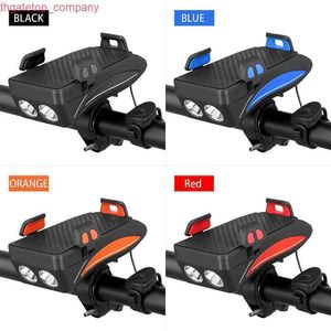 Car Multi-function Bicycle Light USB Rechargeable LED Bike Head Lamp Bike Horn Phone Holder Powerbank 4 in 1 MTB Cycling Front Light